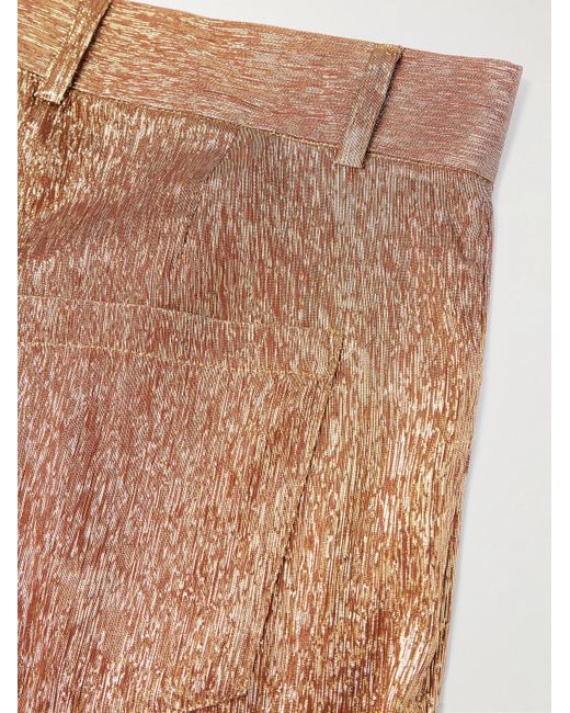 Pantaloni a gamba dritta in misto seta metallizzato Duri di Séfr in Natural da Uomo