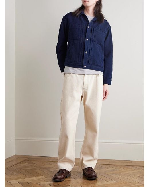 Blue Blue Japan Blue Dyed Sashiko Cotton Trucker Jacket for men