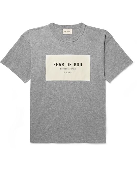 Fear Of God Gray Logo Print T-shirt for men