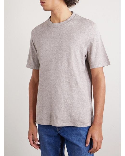 Brunello Cucinelli White Slub Linen And Cotton-blend Jersey T-shirt for men