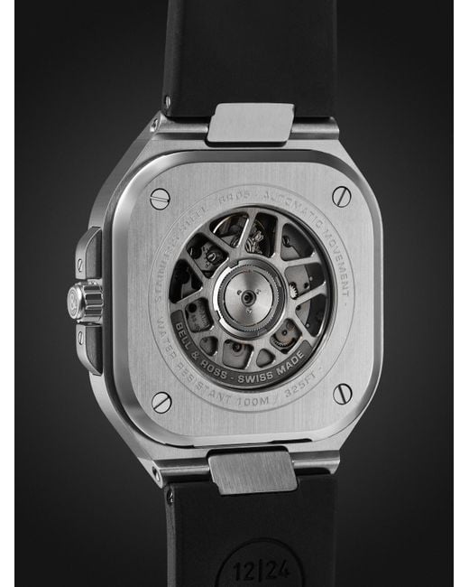 Bell & Ross Black Br 05 Automatic Gmt 41Mm Stainless Steel And Rubber Watch, Ref. No. Br05G-Si-St/Srb Bu23Nov for men