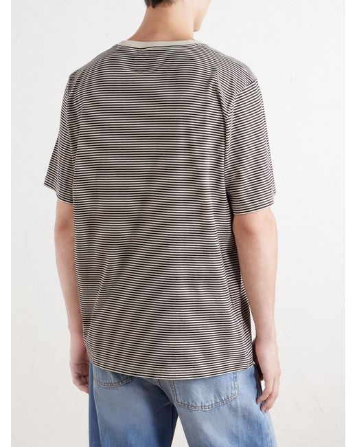 Folk Gray Striped Cotton-jersey T-shirt for men
