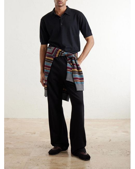 Dries Van Noten Black Murice Merino Wool Polo Shirt for men