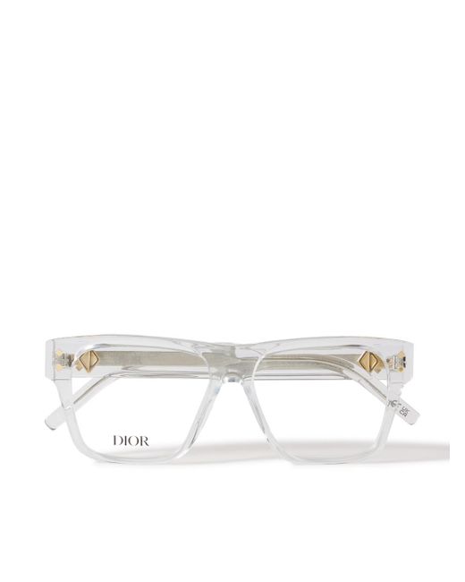 Dior White Cd Diamond S6I Square-Frame Acetate Optical Glasses for men