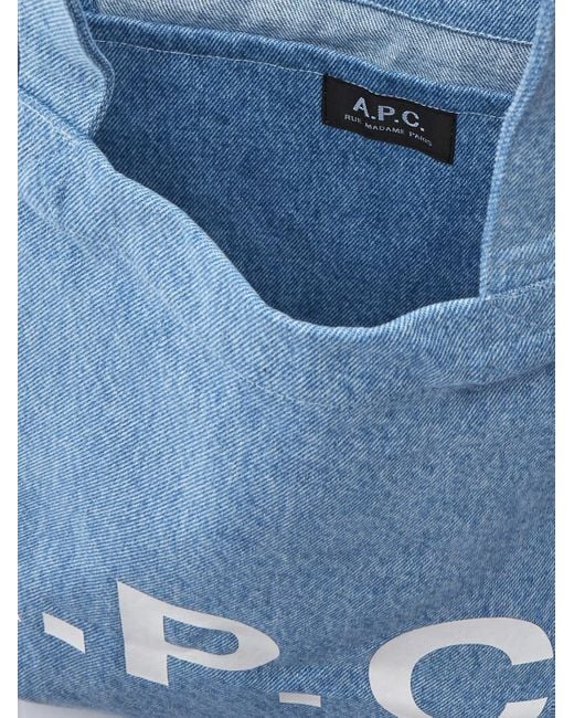 A.P.C. Blue Lou Logo-print Denim Tote Bag for men