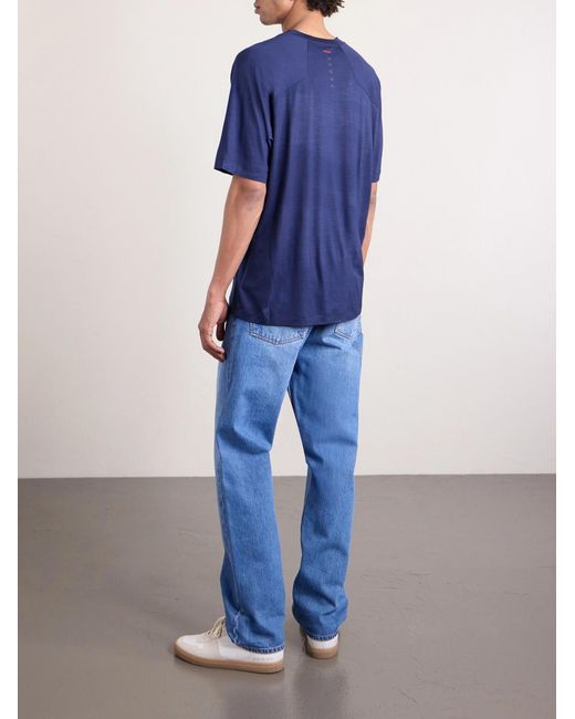 Sease Blue Runner Logo-print Merino Wool T-shirt for men