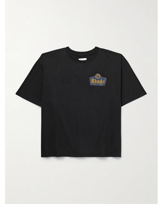 Rhude Black Logo-print Cotton-jersey T-shirt for men