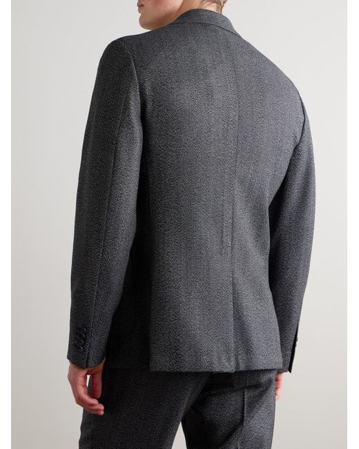 Mr P. Black Herringbone Virgin Wool Suit Jacket for men