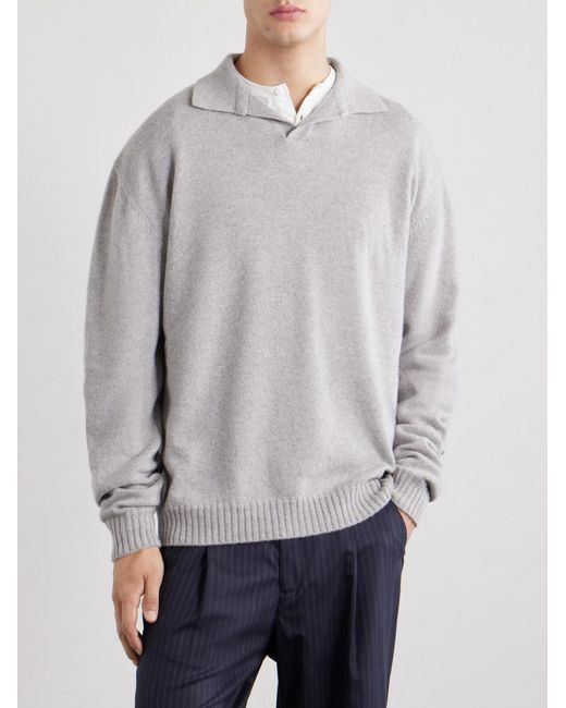 Sease Gray Cashmere Polo Sweater for men
