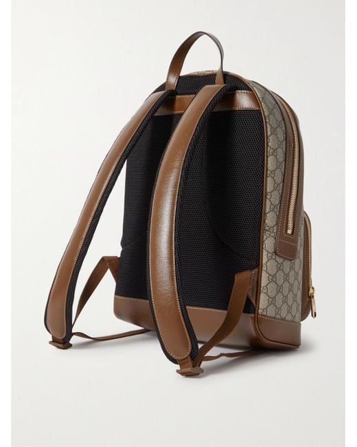 Gucci Gg Retro Leather Trimmed Monogrammed Coated Canvas Backpack in Brown for Men Lyst UK