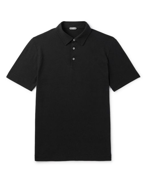 Incotex Black Zanone Slim-fit Icecotton-jersey Polo Shirt for men