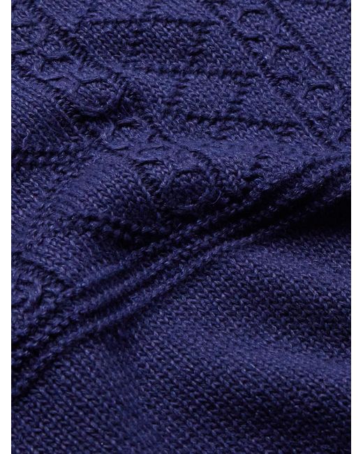 Ralph Lauren Purple Label Zopfstrickpullover aus einer Leinen-Seidenmischung in Blue für Herren