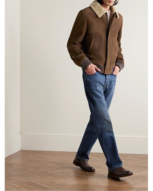 Yves Salomon Brown Shearling-lined Suede Jacket for men