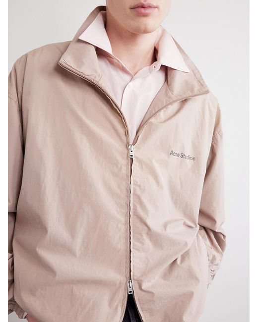Acne Pink Olando Logo-Print Cotton-Poplin Jacket for men