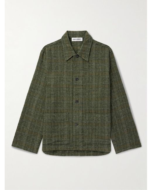 Our Legacy Green Haven Checked Tweed Overshirt for men
