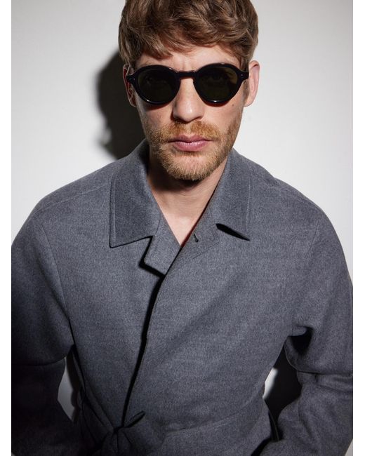 Garrett Leight Black Flipper Round-Frame Acetate Sunglasses for men
