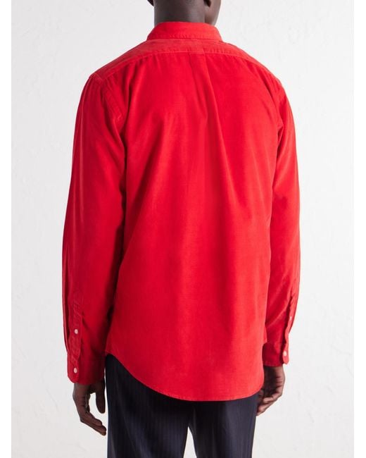 Polo Ralph Lauren Button-Down Collar Logo-Embroidered Cotton-Corduroy Shirt for men