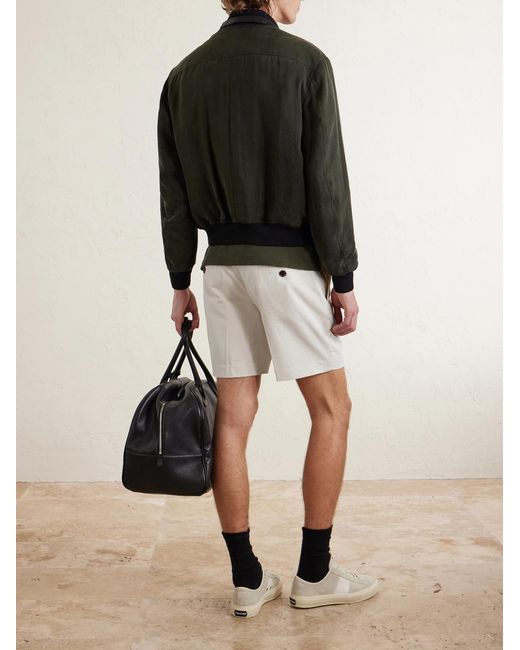 Tom Ford White Straight-leg Brushed Cotton-drill Shorts for men
