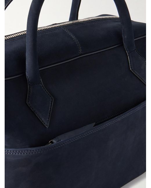 Metier Blue Closer All Day Leather-Trimmed Nubuck Briefcase for men
