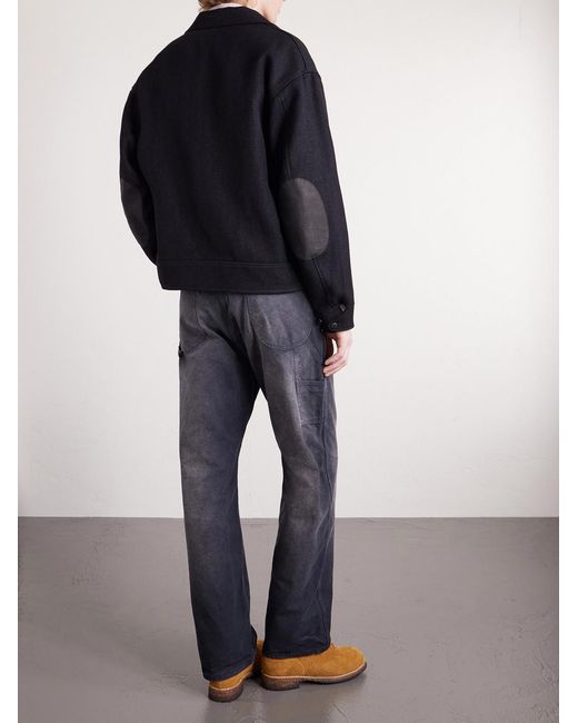 Visvim Blue Strato Leather-trimmed Linen And Wool-blend Twill Jacket for men