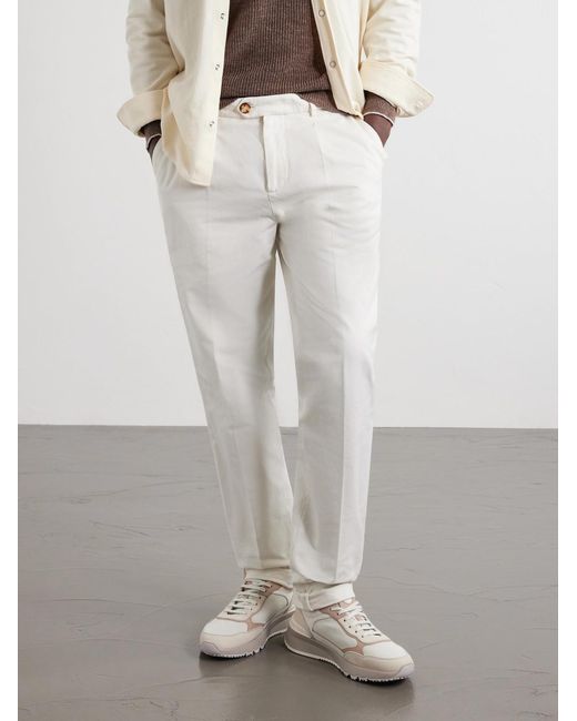 Brunello Cucinelli Natural Leather And Suede Sneakers for men