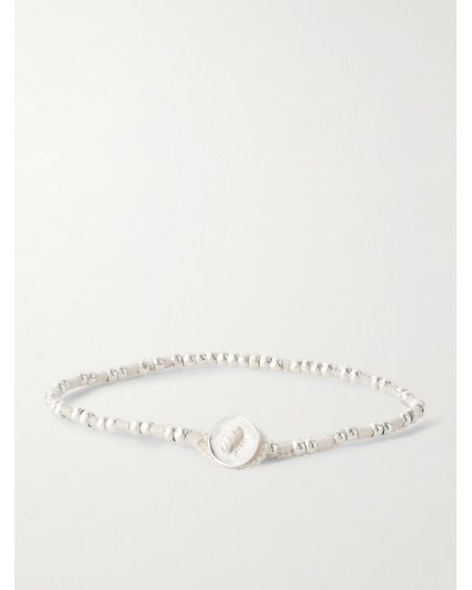 Mikia Natural Sterling And Silk-Cord Beaded Bracelet for men