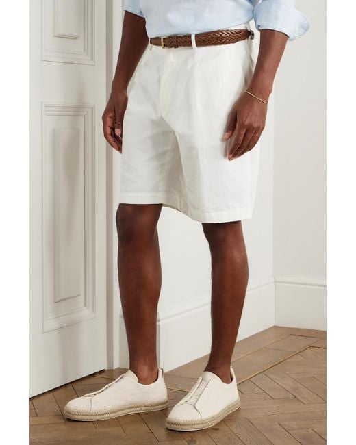 Zegna Natural Triple Stitchtm Leather-trimmed Canvas Slip-on Sneakers for men