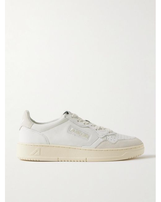 Autry White Open Low Suede-trimmed Leather Sneakers for men