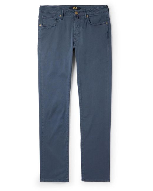 Incotex Blue Slim-fit Cotton-blend Trousers for men