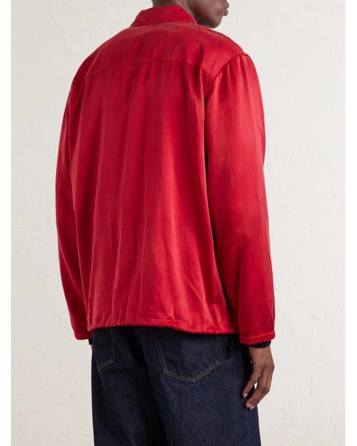 Dries Van Noten Red Satin Blouson Jacket for men