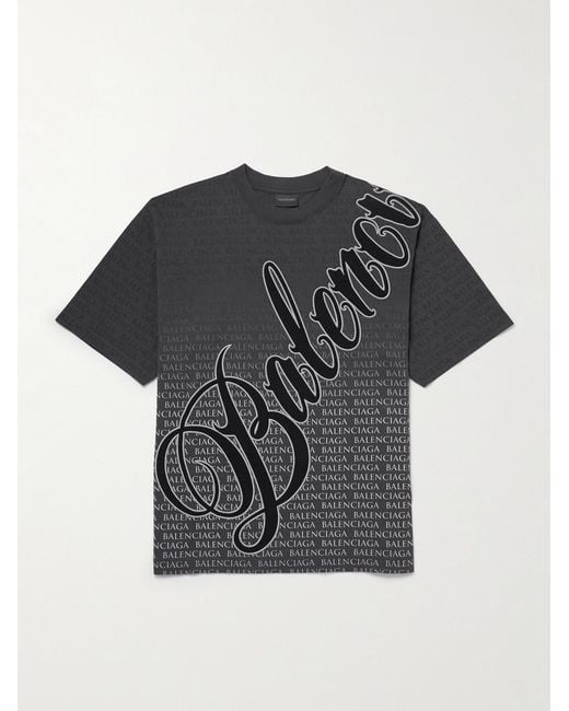 Balenciaga Black Logo-Appliquéd Printed Cotton-Jersey T-Shirt for men