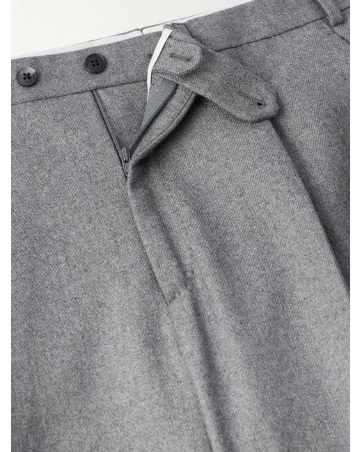 Saman Amel Gray Wide-leg Pleated Wool-flannel Suit Trousers for men