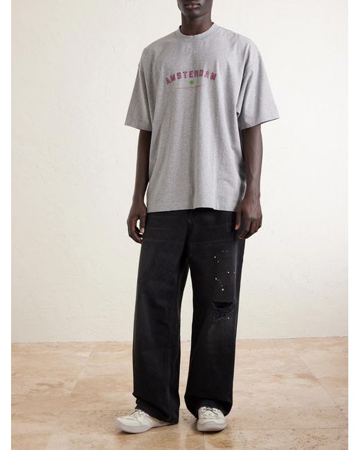 Vetements Blue Paint-splattered Distressed Straight-leg Jeans for men