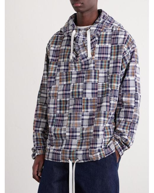 Beams Plus Blue Patchwork Checked Cotton Jacket for men