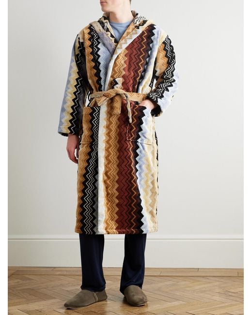 Missoni Multicolor Giacomo Striped Cotton-Terry Hooded Robe for men