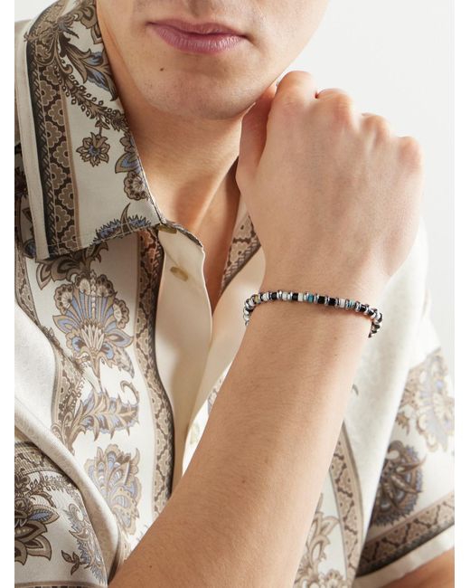 Mikia Natural Sterling Multi-Stone Beaded Bracelet for men