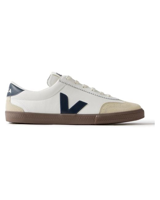 Veja White Volley Suede-trimmed O.t. Leather Sneakers for men