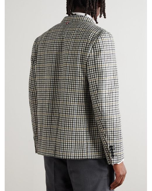 Thom Browne Gray Unstructured Checked Houndstooth Wool-tweed Blazer for men