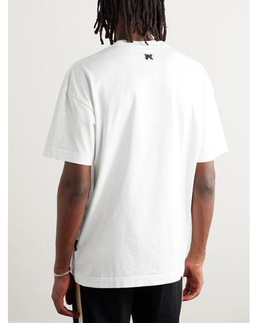 Palm Angels White Metallic Logo-print Cotton-jersey T-shirt for men