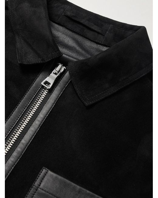 Mr P. Black Leather-Trimmed Suede Jacket for men
