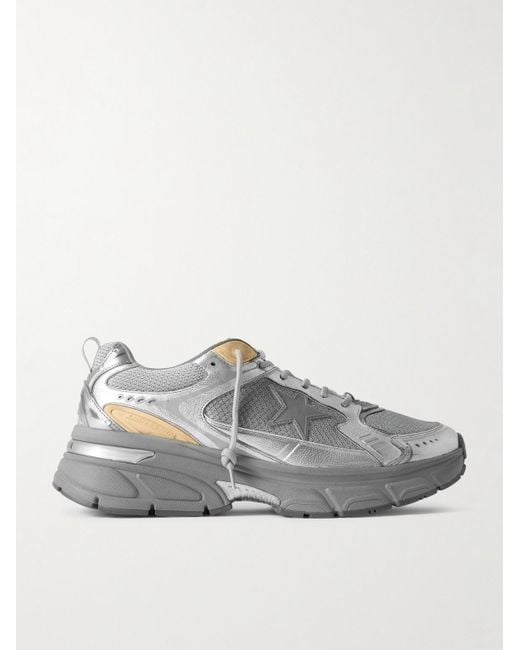 Golden Goose Deluxe Brand Gray Lightstar Rubber-Trimmed Metallic Leather And Mesh Sneakers for men