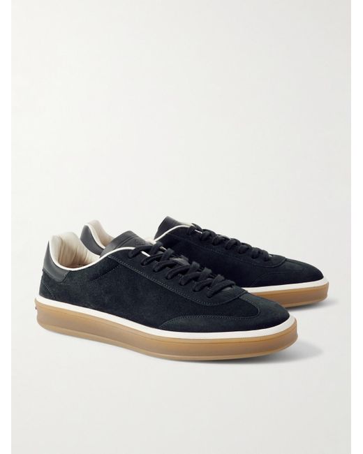 Loro Piana Blue Tennis Walk Leather-trimmed Suede Sneakers for men