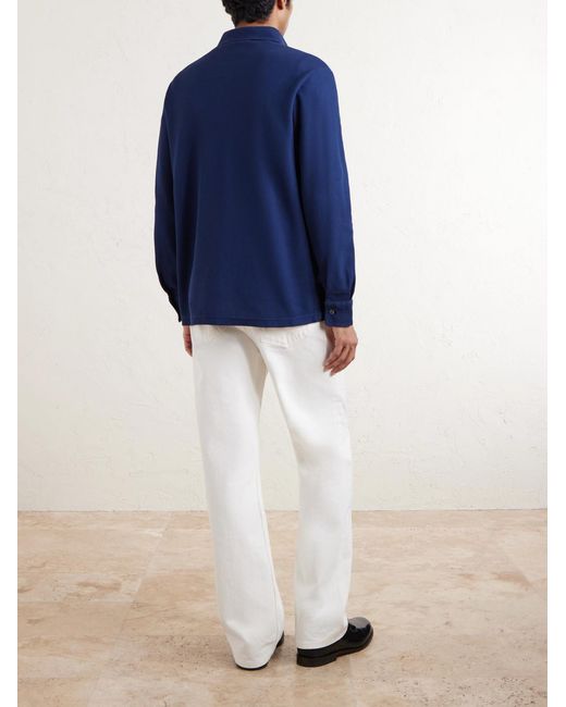 Loro Piana Blue Cotton-piqué Polo Shirt for men