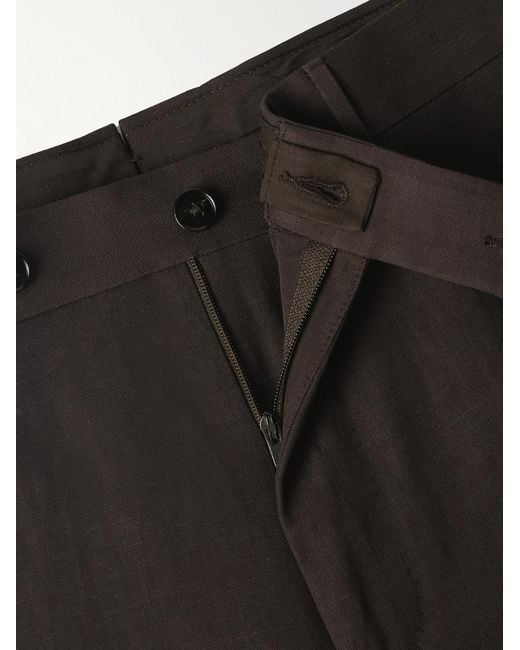 Zegna Brown Trofeo Slim-Fit Wool And Linen-Blend Suit Trousers for men