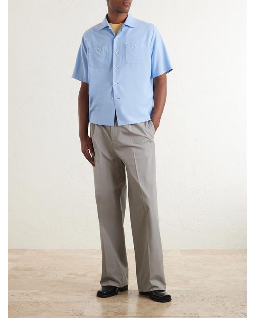 Jil Sander Blue Silk Shirt for men