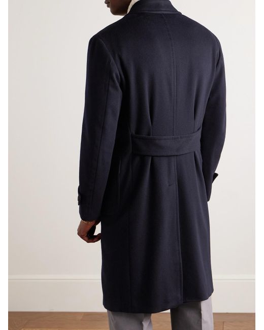 Thom Sweeney Blue Double-Breasted Wool And Cashmere-Blend Felt Overcoat for men