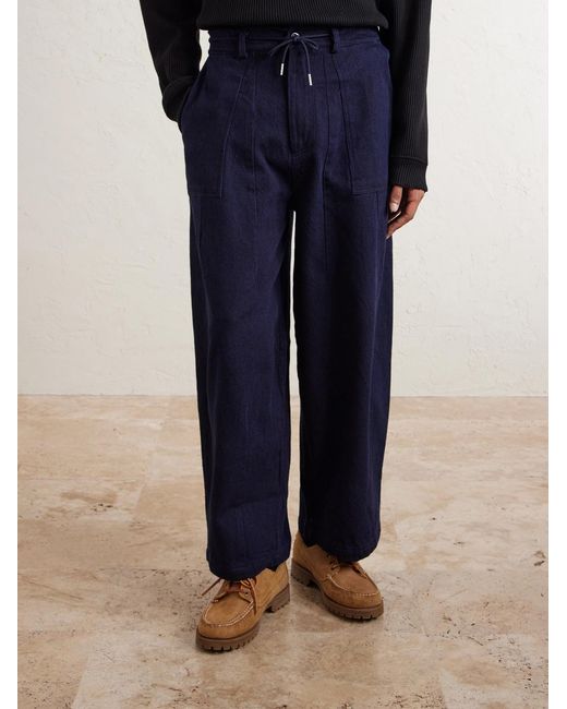 FRIZMWORKS Blue Wide-Leg Sashiko Jeans for men