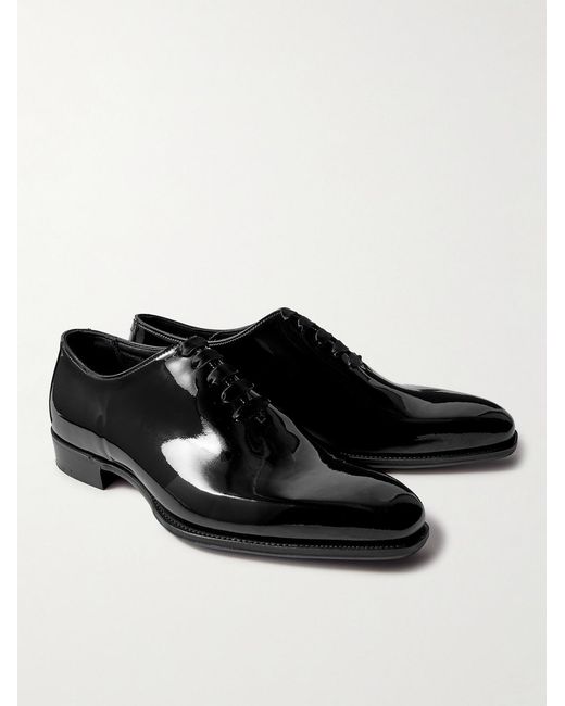 George Cleverley Black Merlin Whole-Cut Patent-Leather Oxford Shoes for men