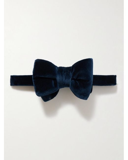 Tom Ford Blue Pre-tied Cotton-velvet Bow Tie for men