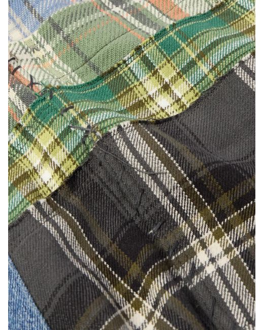 Camicia in flanella di cotone a quadri con finiture in denim GL1 di Greg Lauren in Blue da Uomo